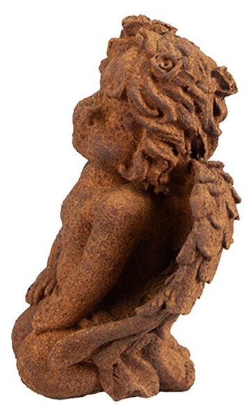 Dekoratívna hrdzavá figúrka anjel kľačiaci - 9*7*11 cm - Clayre & Eef