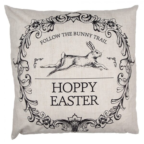 Obliečka na vankúš s králikom Hoppy Easter - 45*45cm - Clayre & Eef