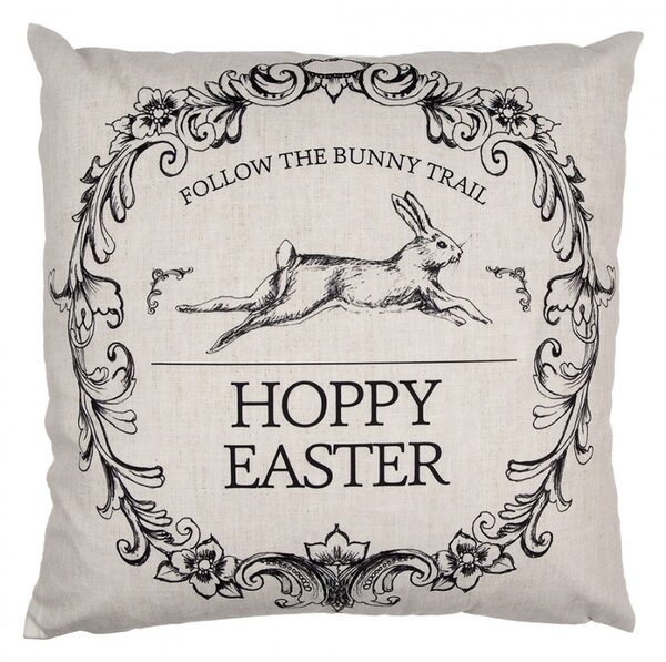 Obliečka na vankúš s králikom Hoppy Easter - 45*45cm - Clayre & Eef