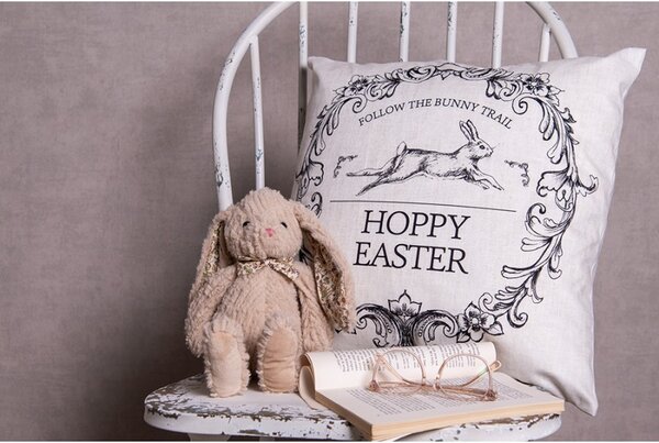 Obliečka na vankúš s králikom Hoppy Easter - 45*45cm - Clayre & Eef