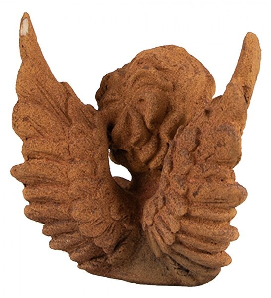 Dekoratívna hrdzavá figúrka anjel s rúrkou - 11*11*12 cm - Clayre & Eef