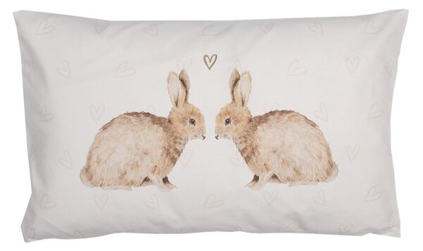 Obliečka na vankúš s motívom zajačika a srdiečok Bunnies in Love - 30*50 cm - Clayre & Eef