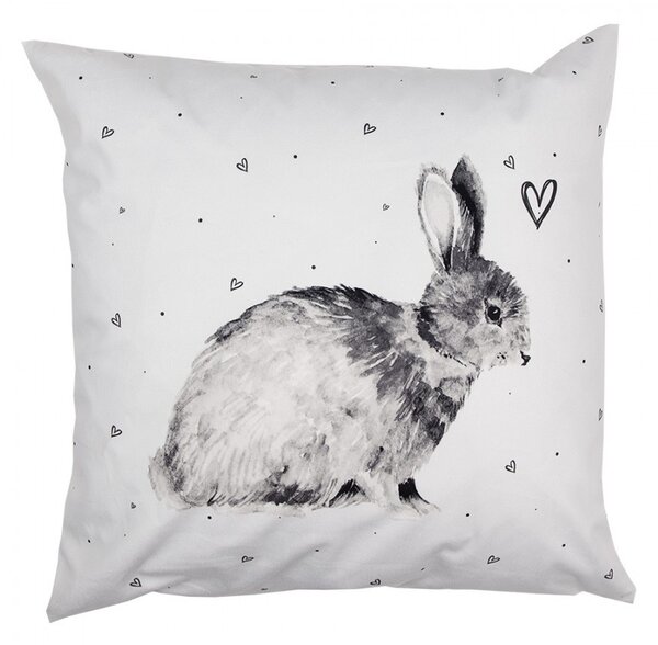 Obliečka na vankúš s králikom a srdiečkami Bunnies in Love - 45*45 cm - Clayre & Eef