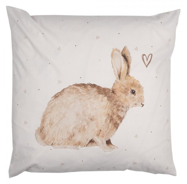 Obliečka na vankúš s motívom zajačika a srdiečok Bunnies in Love - 45*45 cm - Clayre & Eef