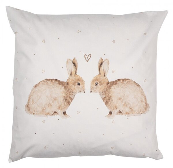 Bavlnená obliečka na vankúš s motívom králikov Bunnies in Love - 45*45 cm - Clayre & Eef