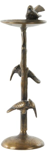 Bronzový antik kovový svietnik s vtáčikmi Bird antique - 17*11*34 cm - Light & Living