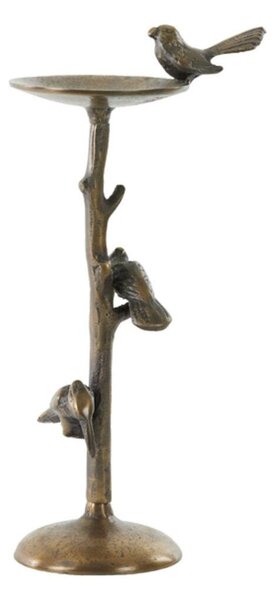 Bronzový antik kovový svietnik s vtáčikmi Bird antique - 17*11*34 cm - Light & Living