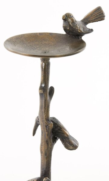 Bronzový antik kovový svietnik s vtáčikmi Bird antique - 17*11*34 cm - Light & Living