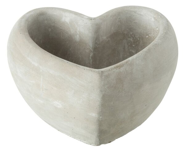 Šedý antik cementový kvetináč v tvare srdca Heart - 16*17*8 cm - J-Line by Jolipa