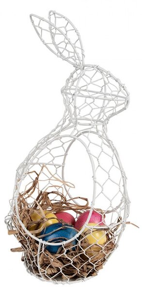 Biely drôtený dekoračný košík králik Bunny - 16 * 12 * 33 cm - Clayre & Eef