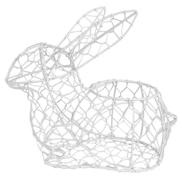 Biely drôtený dekoračný košík králik Bunny M - 25*13*22 cm - Clayre & Eef