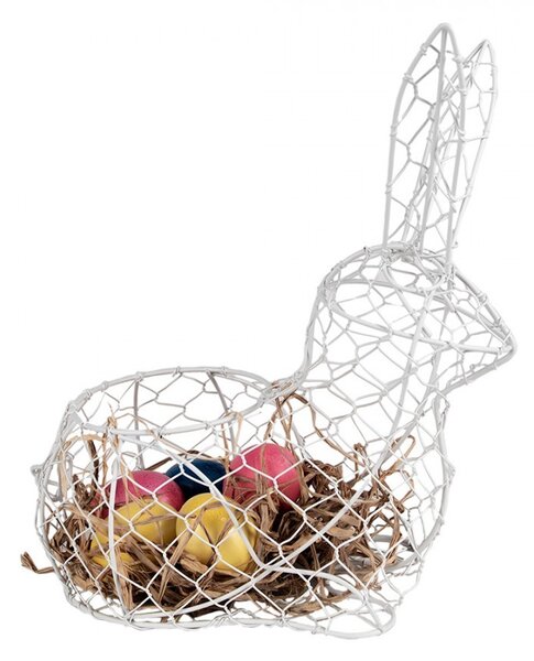 Biely drôtený dekoračný košík králik Bunny L - 28*15*30 cm - Clayre & Eef