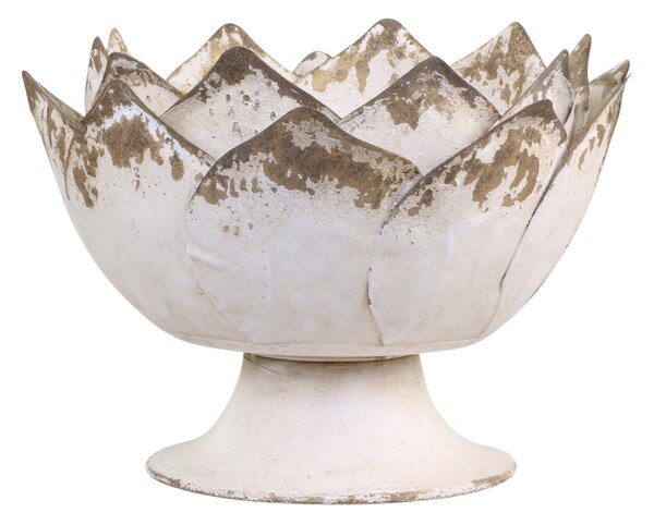 Béžová antik kovová dekoračná misa/ kvetináč na nohe - Ø 29*19cm - Chic Antique