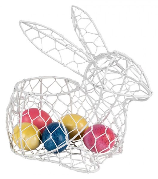 Biely drôtený dekoračný košík králik Bunny M - 25*13*22 cm - Clayre & Eef