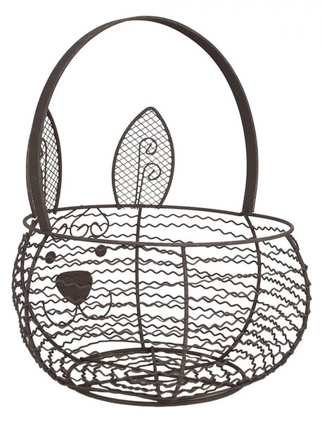 Hnedý drôtený dekoračný košík králik Bunny - Ø 20*12 cm - Clayre & Eef