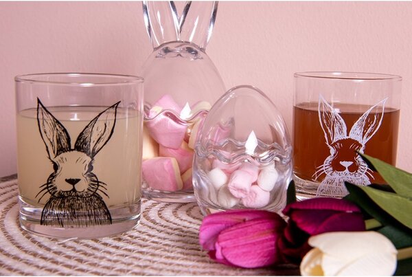 Pohárik na vodu s králikom Rabbit Cartoon - Ø 7*9 cm / 300 ml - Clayre & Eef