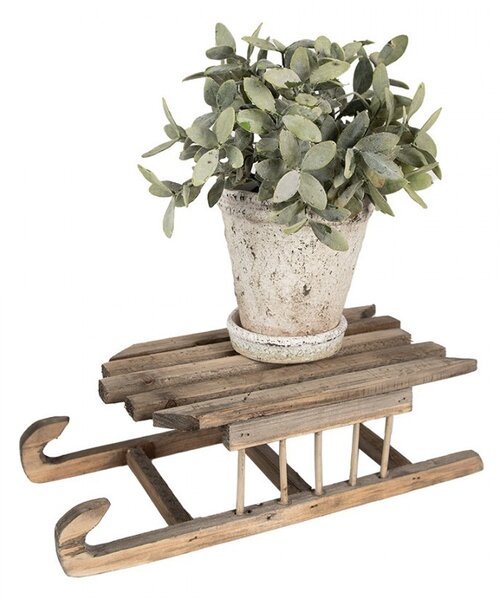Hnedá antik drevená dekorácia sánky - 35*15*10 cm - Clayre & Eef