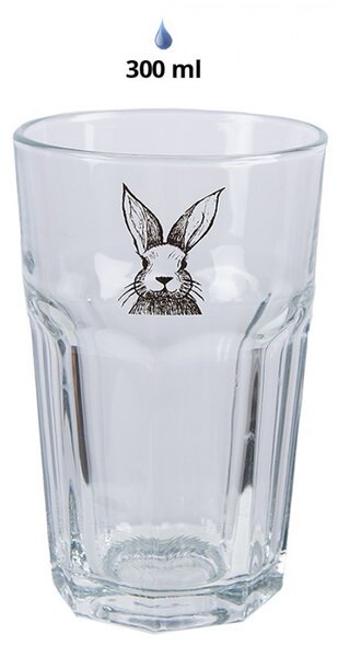 Pohárik na vodu s králikom Rabbit Cartoon - Ø 7*12 cm / 300 ml - Clayre & Eef