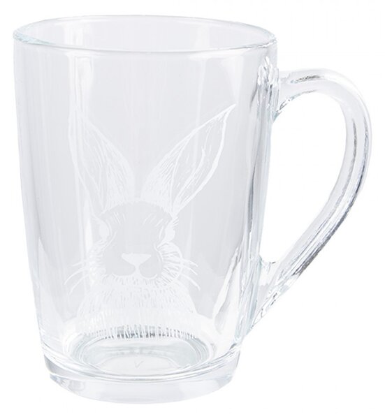 Čajová sklenice 300 ml Průhledný skleněný králičí hrnek na čaj - 11*8*11 cm / 300 ml - Clayre & Eef