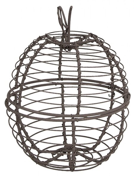 Hnedý drôtený dekoratívny košík v tvare jablka - Ø 11*14 cm - Clayre & Eef