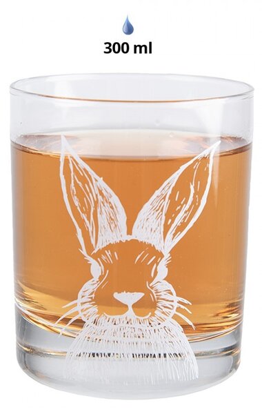 Pohárik na vodu s králikom Rabbit Cartoon - Ø 7*9 cm / 300 ml - Clayre & Eef