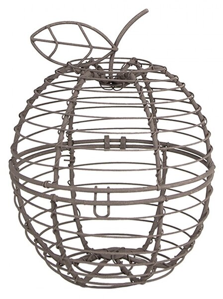 Hnedý drôtený dekoratívny košík v tvare jablka - Ø 11*14 cm - Clayre & Eef