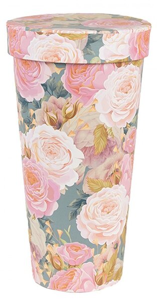 Papierový úložný box s kvetinami - Ø 9*18 cm - Clayre & Eef