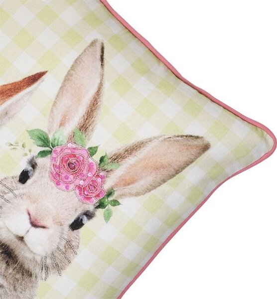 Zelený károvaný vankúš s králikmi Rabbio - 45*15*45cm - Mars & More