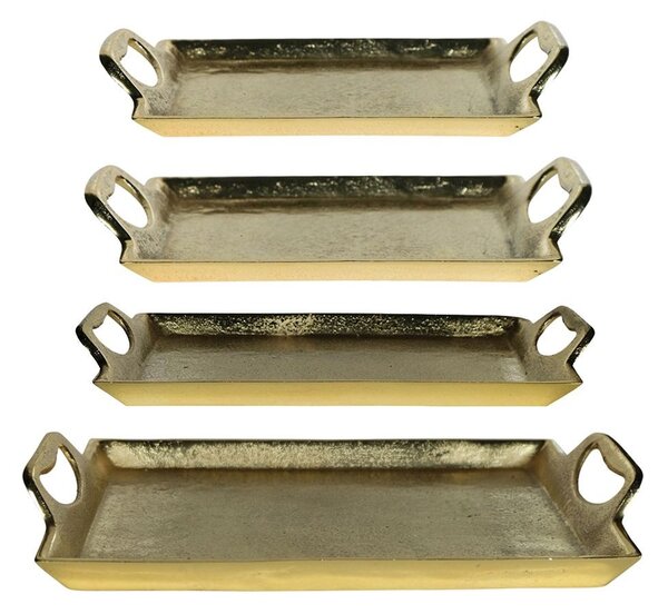 Zlatý kovový servírovací podnos s uchami Tray Raw L - 35*22*5cm - Mars & More