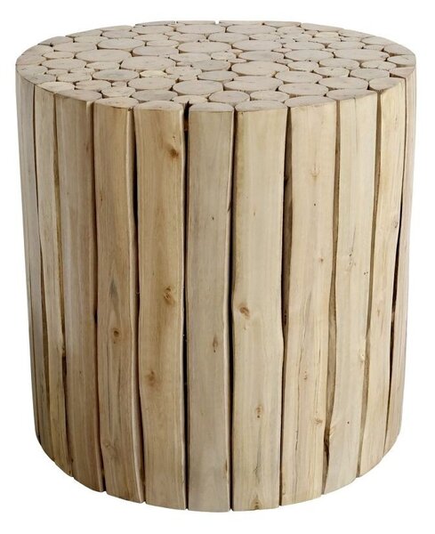 Prírodný okrúhly stôl z drevených klátikov Eucalypt - Ø 30*30cm - Chic Antique
