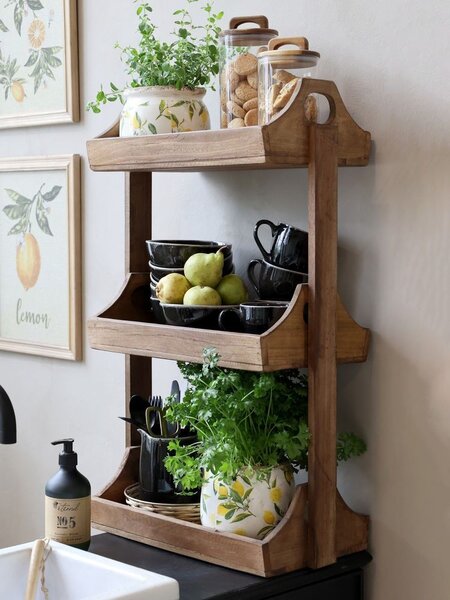 Hnedá antik drevená 3-poschodová polička Grimaud Unit - 46*25*77 cm - Chic Antique