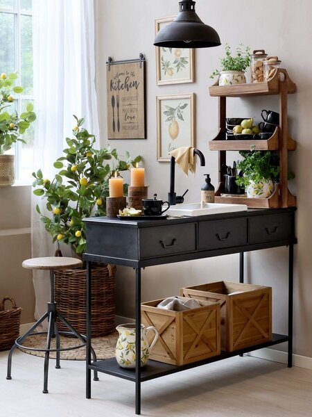 Hnedá antik drevená 3-poschodová polička Grimaud Unit - 46*25*77 cm - Chic Antique