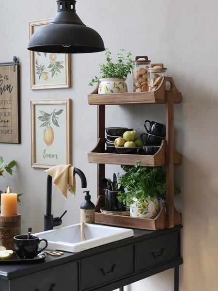 Hnedá antik drevená 3-poschodová polička Grimaud Unit - 46*25*77 cm - Chic Antique