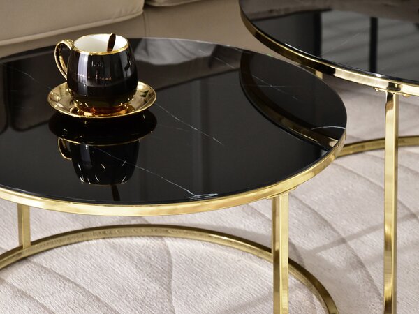 NovýNábytok.sk Konferenčný stolík Grande (čierny mramor + zlatá). Akcia -11%. Vlastná spoľahlivá doprava až k Vám domov. 1111617