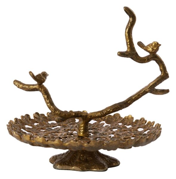 Bronzový poschodový etažér s vtáčikmi Tresa Bird Antique - 37*35*37 cm - Light & Living