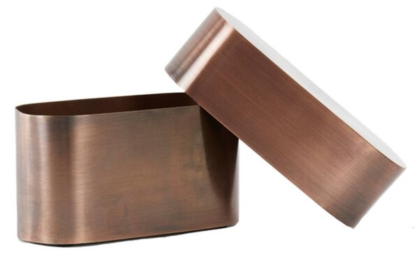 Medený antik kovový oválny úložný box Samuel - 20*9*10 cm - Light & Living