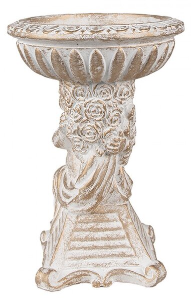Biely antik kvetináč so sochou anjela Angelio Baroque - 18*15*23 cm - Clayre & Eef