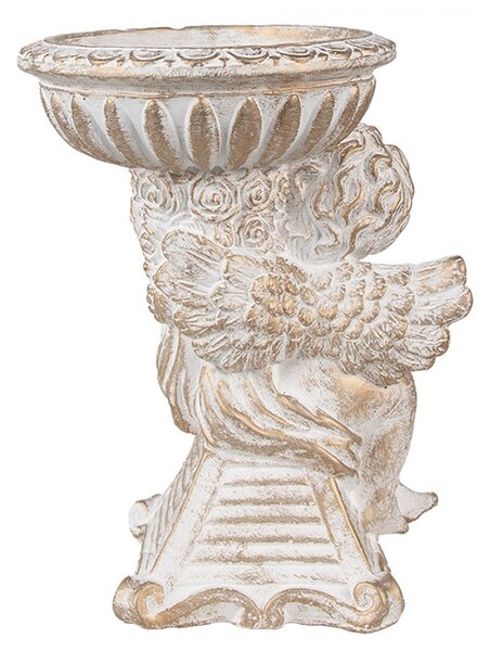 Biely antik kvetináč so sochou anjela Angelio Baroque - 18*15*23 cm - Clayre & Eef