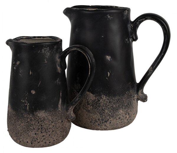 Čierno-sivý keramický džbán M - 16*12*18 cm - Clayre & Eef