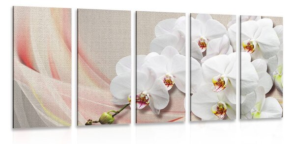 5-dielny obraz biela orchidea na plátne