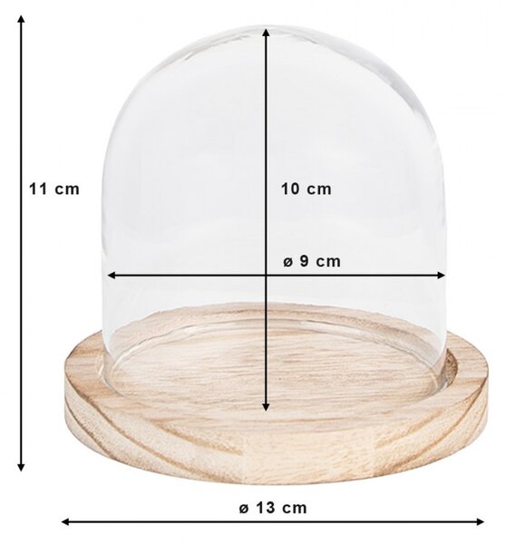 Prírodný drevený podnos so skleneným poklopom - Ø 13*11 cm - Clayre & Eef