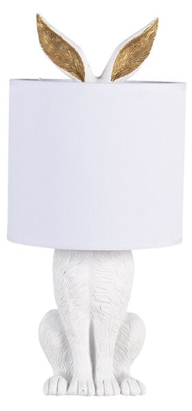 Biela stolná lampa králik s bielym tienidlom Rabbi - Ø 20*45 cm E27/max 1*60W - Clayre & Eef