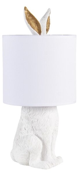 Biela stolná lampa králik s bielym tienidlom Rabbi - Ø 20*45 cm E27/max 1*60W - Clayre & Eef