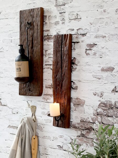 Drevený nástenný svietnik Grimaud Unit - 12*10*43 cm - Chic Antique