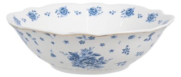 Miska s modrými ružičkami Blue Rose Blooming - Ø 15*5 cm / 350 ml - Clayre & Eef