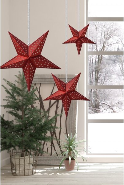 Červená závesná vianočná papierová hviezda M - 45*15*45 cm - Clayre & Eef
