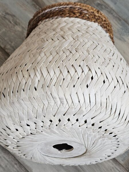 Biele antik ratanové závesné svetlo Mikki - Ø 34*23 cm - Light & Living