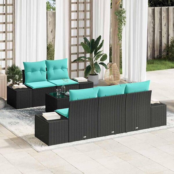 Maison Exclusive – Sedacia súprava, 6 kusov, čierna [syntetický materiál]: Polyratan
