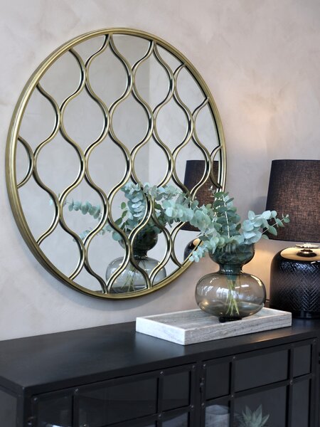 Mosadzné antik okrúhle kovové nástenné zrkadlo Adria - Ø 85*3 cm - Chic Antique