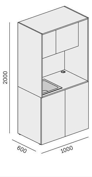Kuchynka NIKA s drezom a batériou 1000 x 600 x 2000 mm, biela, ľavá